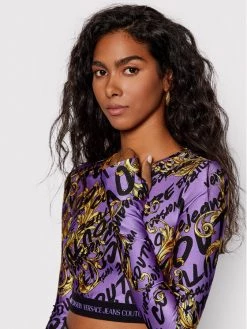 Versace Jeans Couture Γυναίκες Μπλουζάκια Μπλουζάκι 73HAH218 Μωβ Slim Fit -Versace Jeans Couture Εκπτώσεις unnamed file 237