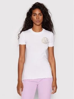 Versace Jeans Couture Γυναίκες T-shirts T-Shirt Vemblem 73HAHT06 Λευκό Slim Fit