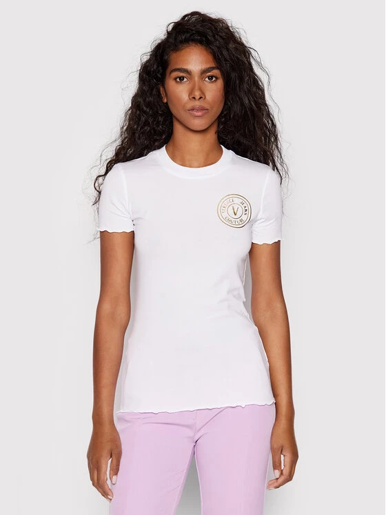 Versace Jeans Couture Γυναίκες T-shirts T-Shirt Vemblem 73HAHT06 Λευκό Slim Fit 3 Versace Jeans Couture Γυναίκες T-shirts T-Shirt Vemblem 73HAHT06 Λευκό Slim Fit