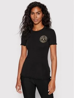 Versace Jeans Couture Γυναίκες T-shirts T-Shirt Vemblem 73HAHT06 Μαύρο Slim Fit