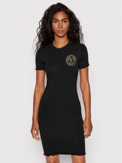 Versace Jeans Couture Γυναίκες Καθημερινά Φορέματα Φόρεμα καθημερινό Vemblem 73HAOT06 Μαύρο Slim Fit