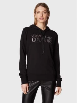 Versace Jeans Couture Γυναίκες Μπλούζες Μπλούζα Logo Glitter 73HAIT02 Μαύρο Regular Fit