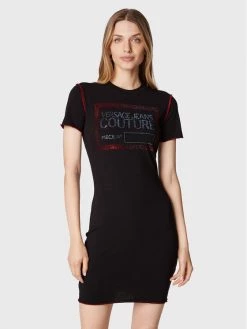 Versace Jeans Couture Γυναίκες Καθημερινά Φορέματα Φόρεμα καθημερινό Piece 73HAOT12 Μαύρο Slim Fit