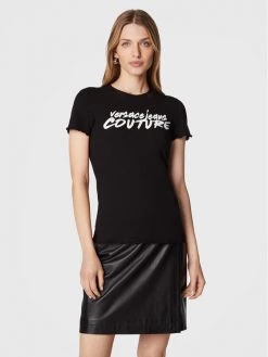 Versace Jeans Couture Γυναίκες T-shirts T-Shirt Logo Brush 73HAHT15 Μαύρο Regular Fit