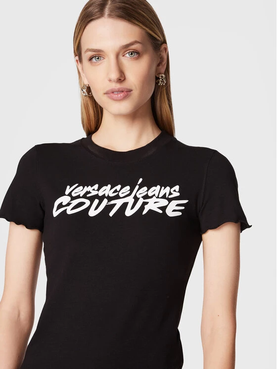 Versace Jeans Couture Γυναίκες T-shirts T-Shirt Logo Brush 73HAHT15 Μαύρο Regular Fit 6 Versace Jeans Couture Γυναίκες T-shirts T-Shirt Logo Brush 73HAHT15 Μαύρο Regular Fit - Image 4