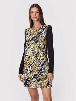 Versace Jeans Couture Γυναίκες Καθημερινά Φορέματα Φόρεμα καθημερινό Cady Print 73HAO921 Μαύρο Regular Fit