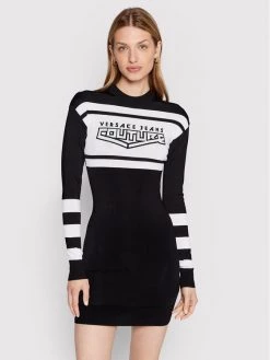 Versace Jeans Couture Γυναίκες Πλεκτά Φορέματα Φόρεμα υφασμάτινο 73HAOM20 Μαύρο Slim Fit