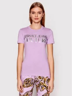 Versace Jeans Couture Γυναίκες T-shirts T-Shirt Mirror 72HAHG01 Μωβ Regular Fit