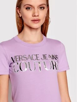 Versace Jeans Couture Γυναίκες T-shirts T-Shirt Mirror 72HAHG01 Μωβ Regular Fit -Versace Jeans Couture Εκπτώσεις unnamed file 568
