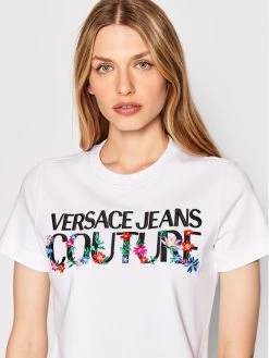 Versace Jeans Couture Γυναίκες Καθημερινά Φορέματα Φόρεμα καθημερινό Logo Flower 72HAOT11 Λευκό Regular Fit -Versace Jeans Couture Εκπτώσεις unnamed file 645