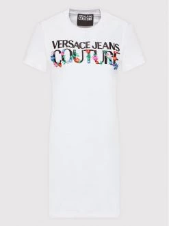 Versace Jeans Couture Γυναίκες Καθημερινά Φορέματα Φόρεμα καθημερινό Logo Flower 72HAOT11 Λευκό Regular Fit -Versace Jeans Couture Εκπτώσεις unnamed file 646