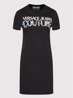 Versace Jeans Couture Γυναίκες Καθημερινά Φορέματα Φόρεμα καθημερινό Logo Flower 72HAOT11 Μαύρο Regular Fit -Versace Jeans Couture Εκπτώσεις unnamed file 662