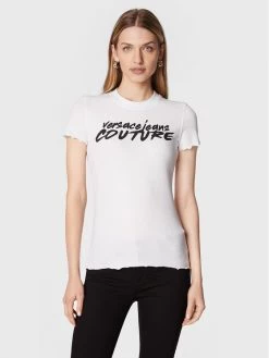Versace Jeans Couture Γυναίκες T-shirts T-Shirt Logo Brush 73HAHT15 Λευκό Regular Fit