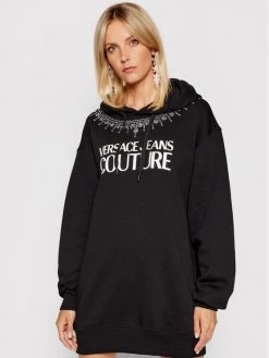 Versace Jeans Couture Γυναίκες Πλεκτά Φορέματα Φόρεμα υφασμάτινο Crystal 71HAIG03 Μαύρο Boxy Fit