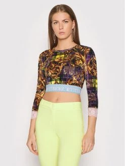 Versace Jeans Couture Γυναίκες Μπλουζάκια Μπλουζάκι Tartan Baroque Print 71HAH229 Έγχρωμο Slim Fit