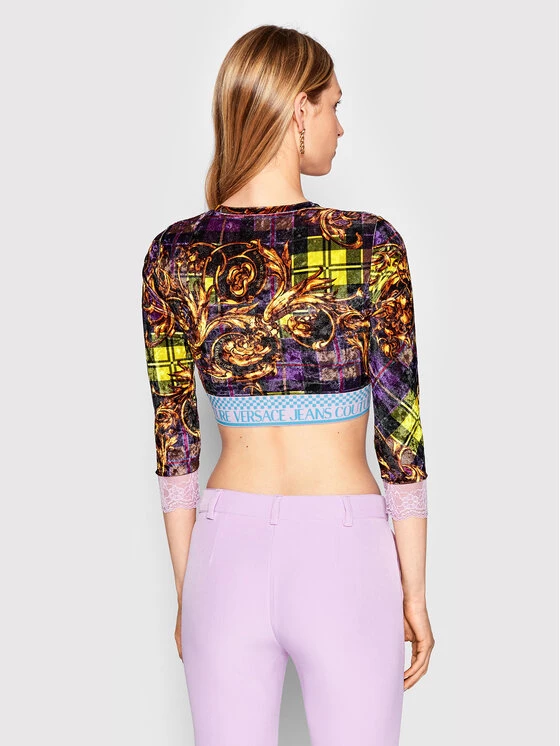 Versace Jeans Couture Γυναίκες Μπλουζάκια Μπλουζάκι Tartan Baroque Print 71HAH229 Έγχρωμο Slim Fit 7 Versace Jeans Couture Γυναίκες Μπλουζάκια Μπλουζάκι Tartan Baroque Print 71HAH229 Έγχρωμο Slim Fit - Image 5
