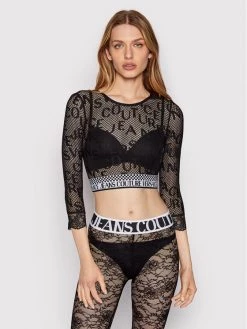 Versace Jeans Couture Γυναίκες Μπλουζάκια Μπλουζάκι Logo 71HAH229 Μαύρο Slim Fit