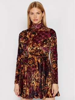 Versace Jeans Couture Γυναίκες Πλεκτά Φορέματα Φόρεμα υφασμάτινο 71HAO928 Μπορντό Regular Fit