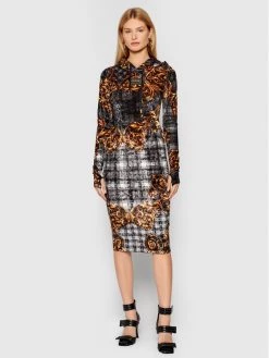 Versace Jeans Couture Γυναίκες Πλεκτά Φορέματα Φόρεμα υφασμάτινο 71HAO927 Γκρι Slim Fit