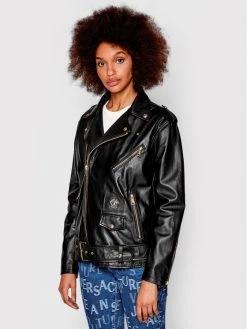 Versace Jeans Couture Γυναίκες Δερμάτινα Μπουφάν Μπουφάν δερμάτινο 73HAVP00 Μαύρο Regular Fit