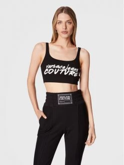 Versace Jeans Couture Γυναίκες Tops Τοπ Logo Brush 73HAMT15 Μαύρο Slim Fit