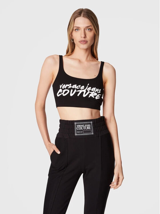 Versace Jeans Couture Γυναίκες Tops Τοπ Logo Brush 73HAMT15 Μαύρο Slim Fit 3 Versace Jeans Couture Γυναίκες Tops Τοπ Logo Brush 73HAMT15 Μαύρο Slim Fit