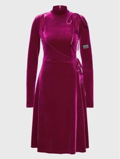 Versace Jeans Couture Γυναίκες Καθημερινά Φορέματα Φόρεμα καθημερινό 73HAO916 Μπορντό Regular Fit